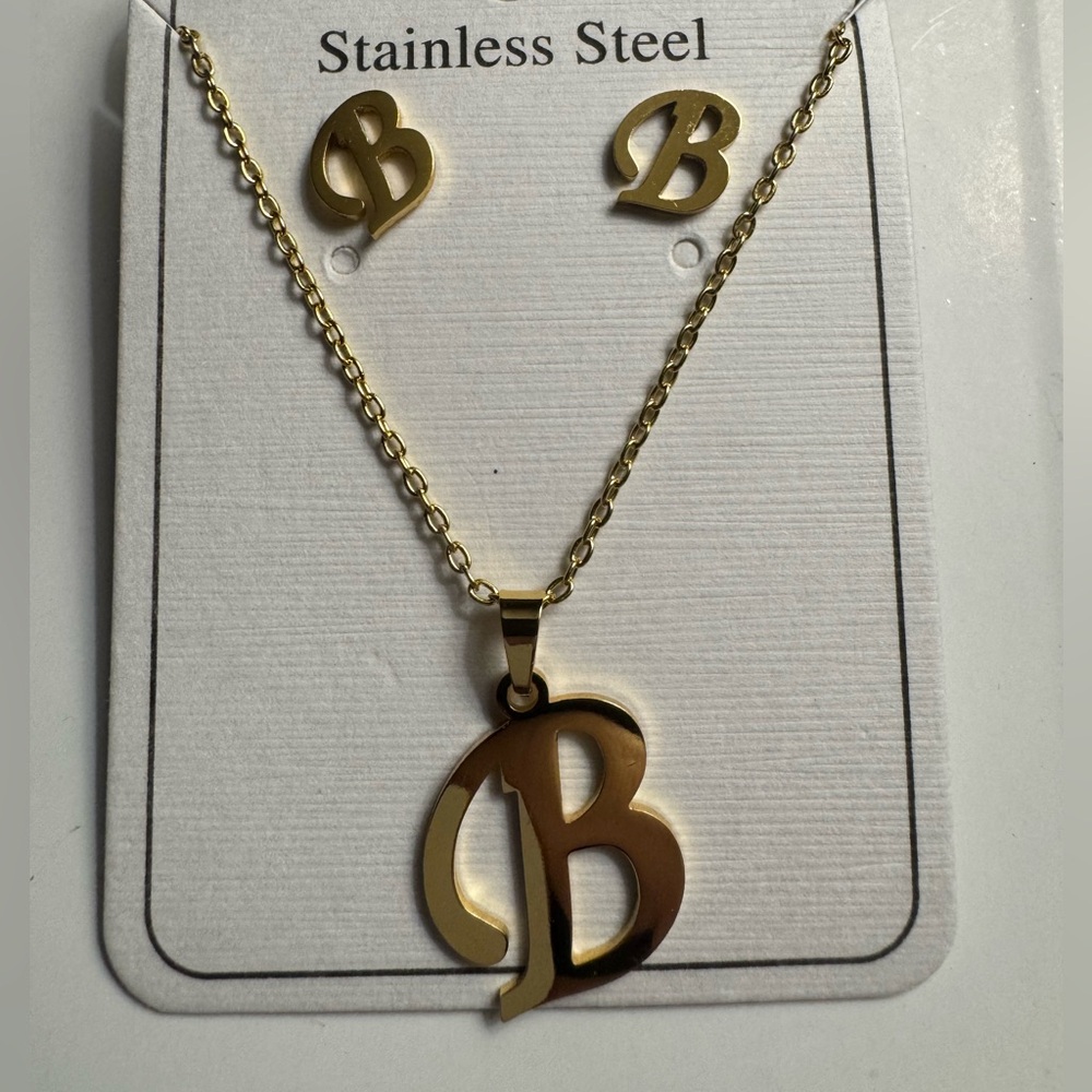 New Letter B stainless steel jewelry set